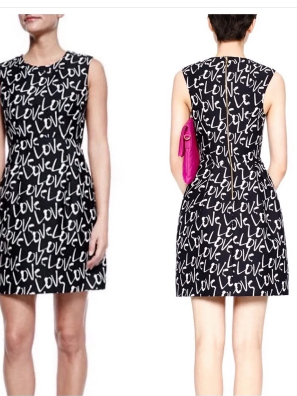 kate spade Black and White 'LOVE' Print Sleeveless Shift Dress